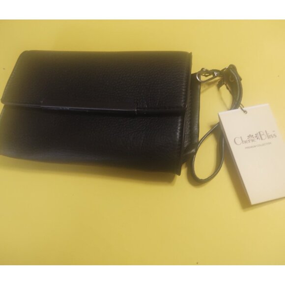 Cherie Bliss Handbags - Cherie Bliss Black Leather Hand Bag/Purse Wrist strap & over the shoulder strap